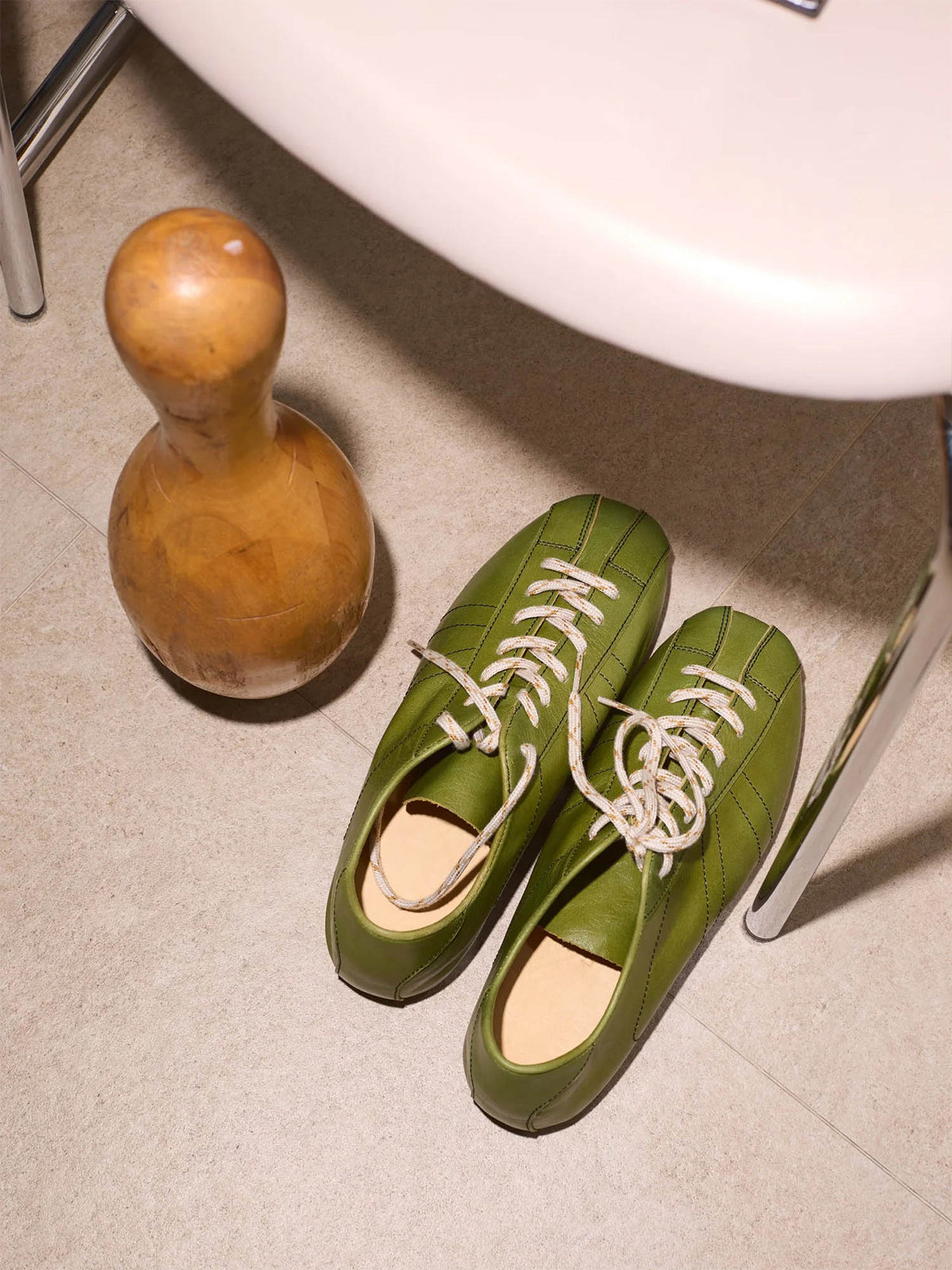 Square-Toe Classic Lace-Up Chic Flats Sneakers - Olive Green