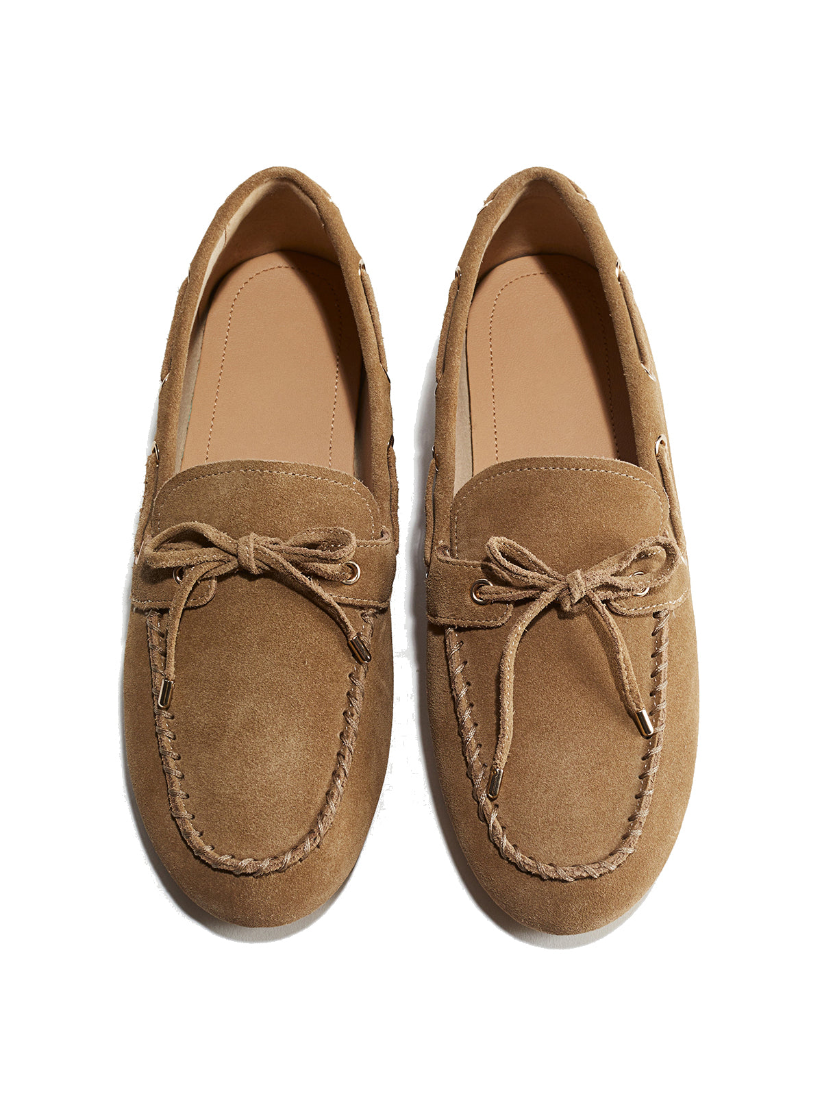 Brown Faux Suede Round-Toe Front Chic Bow Slip-On Flats