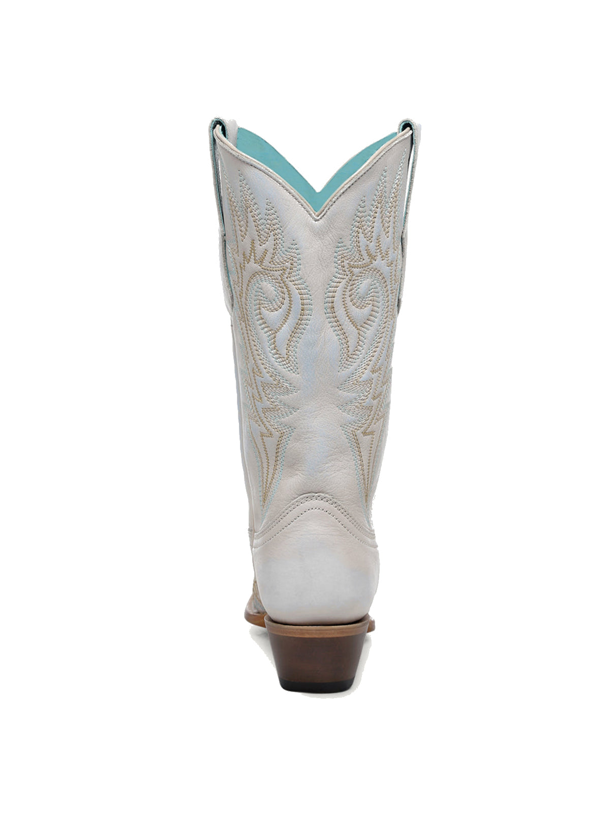 Offwhite Snip-Toe Flame Embroidery Mid Calf Classic Cowgirl Boots