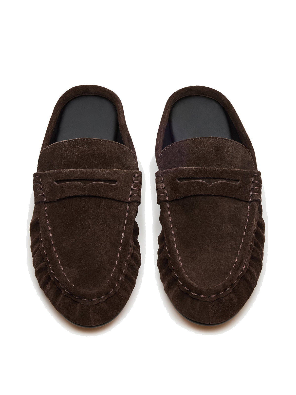 Coffee Faux Suede Round-Toe Stylish Slip-On Flats