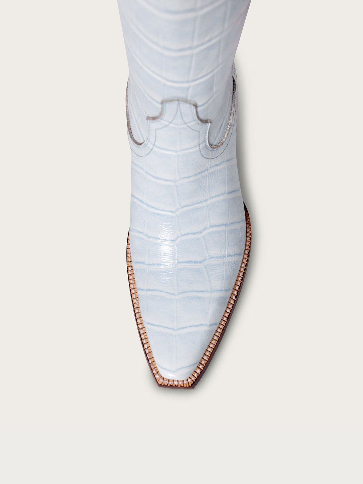 Blue Crocodile Pattern Snip-Toe Elongated Mule Ear Pull Ankle Cowgirl Boots