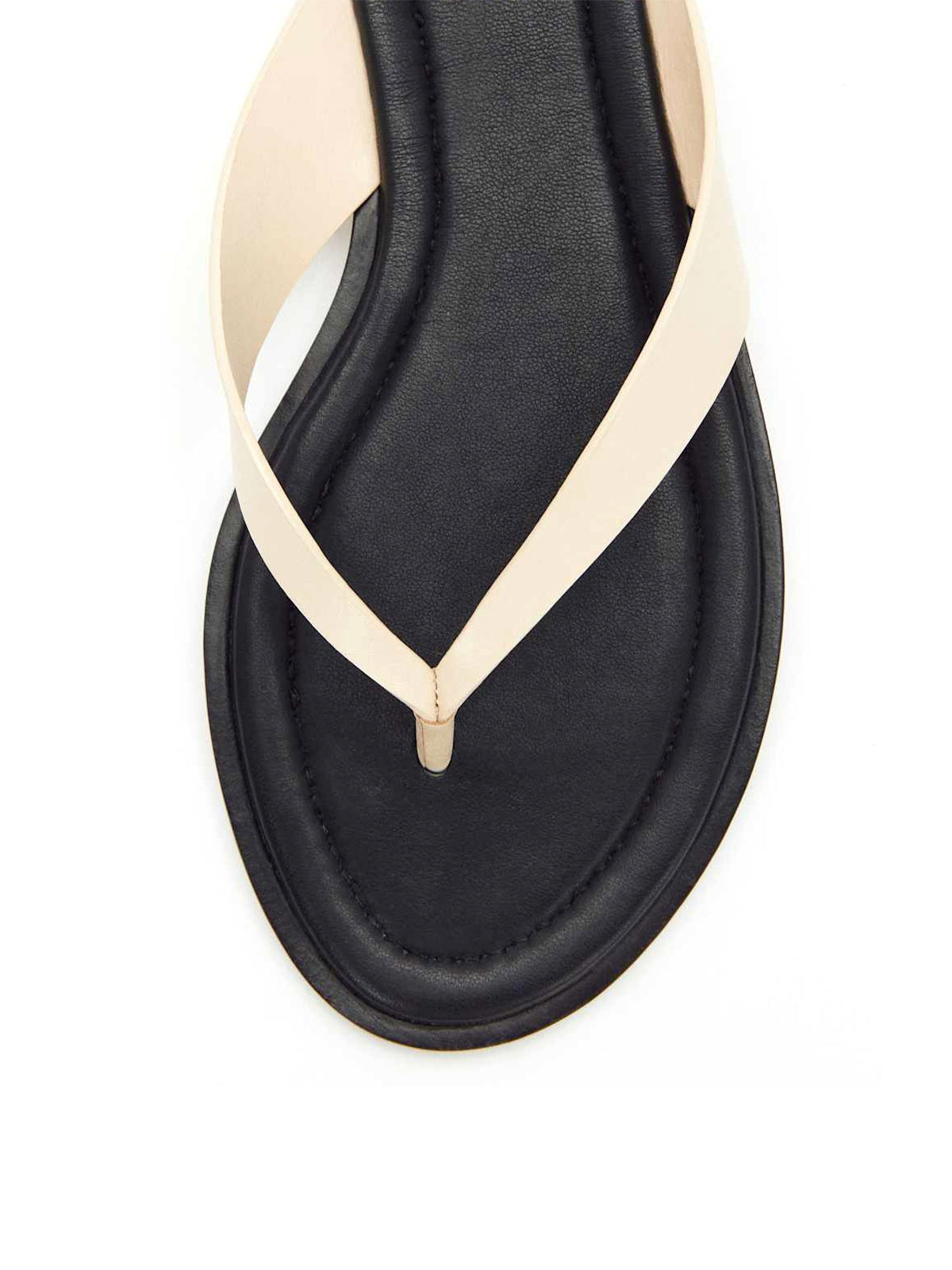Bone Round-Toe Flip-Flop Slip-On Flats Sandals