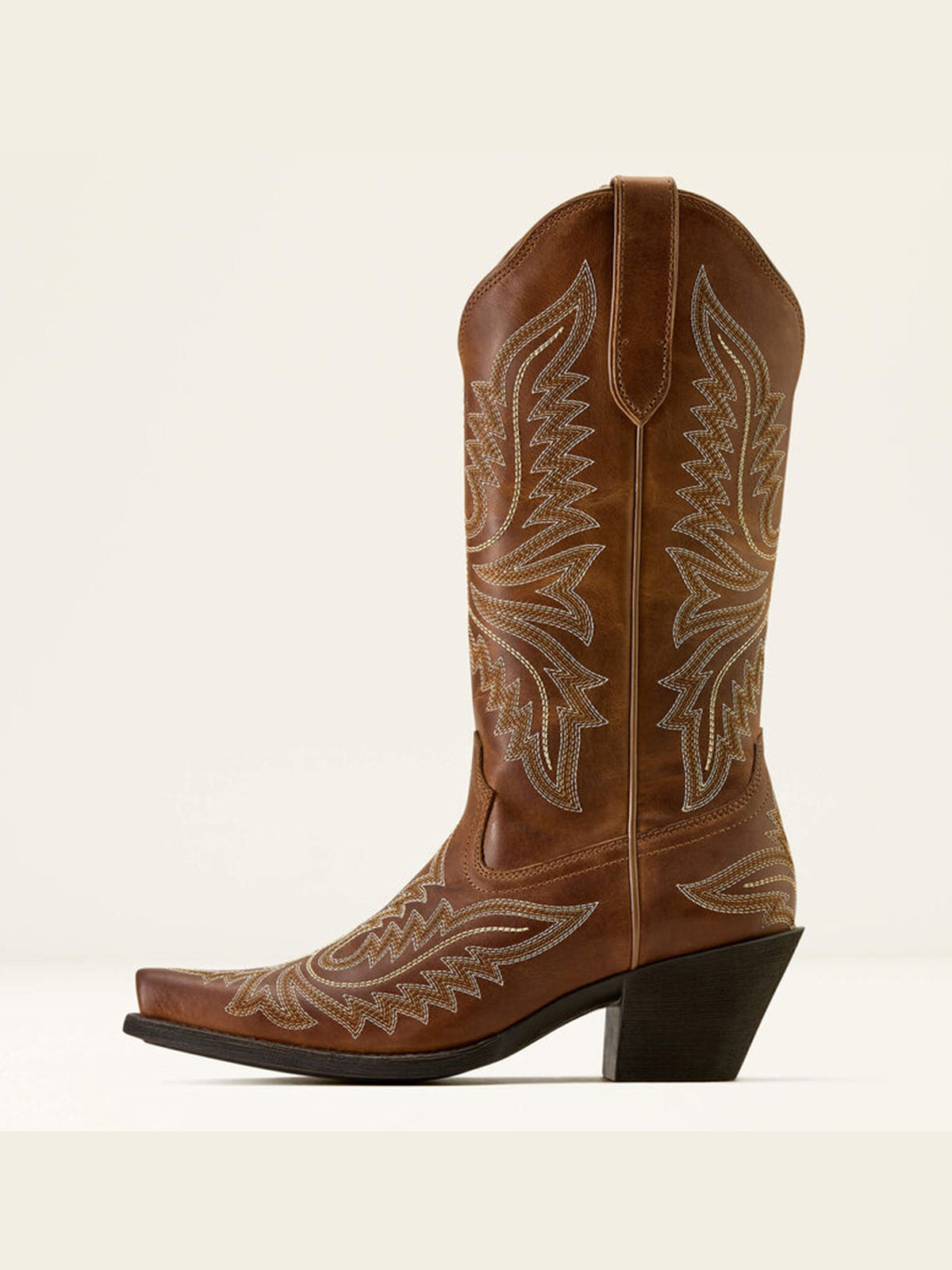 Dark Red Snip-Toe Western Embroidery Mid Calf Cowgirl Boots For Women