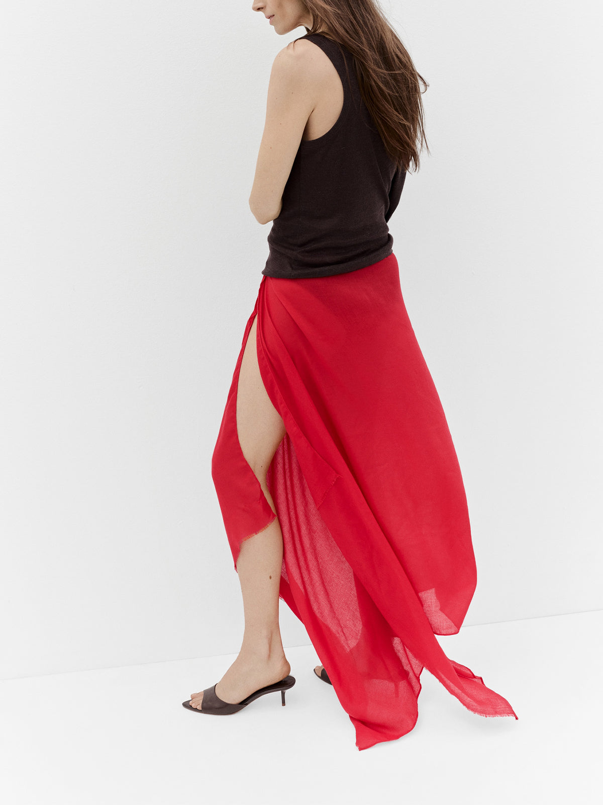 Burgundy Pointed-Toe Slip-On Simple Kitten Heels