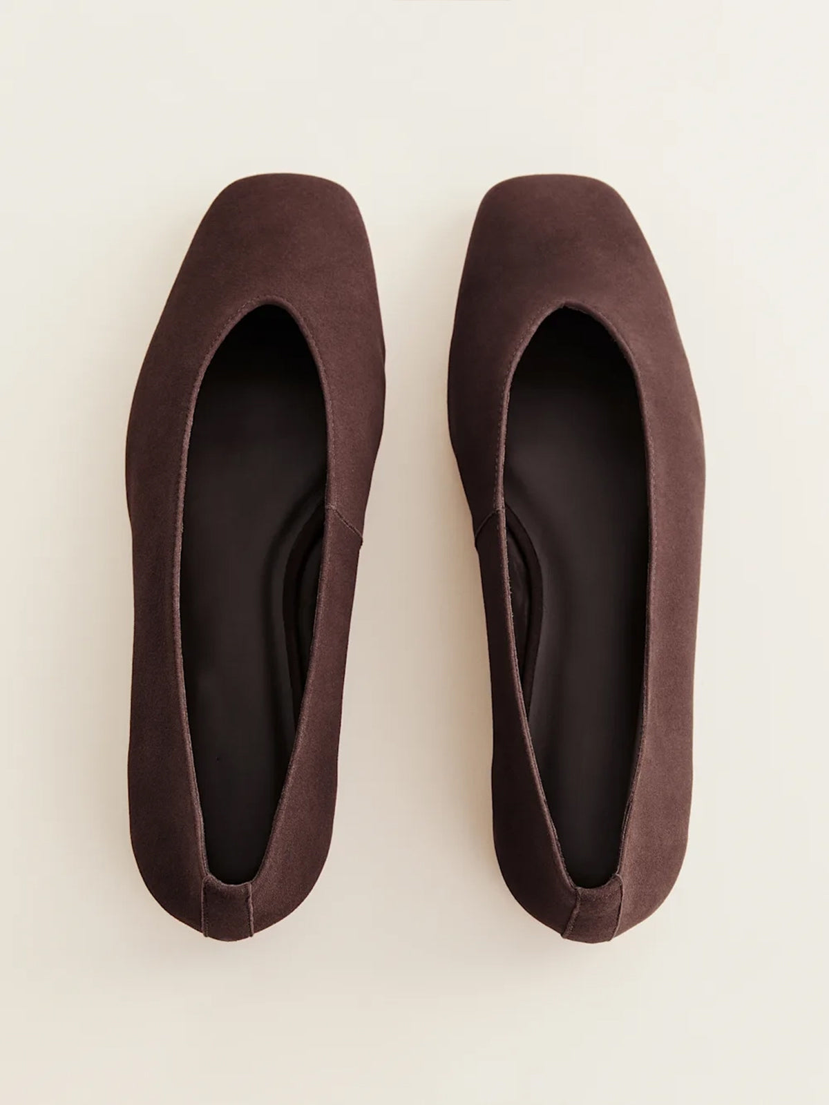 Sleek Square-Toe Classic Slip-On Ballet Flats – Coffee Faux Suede