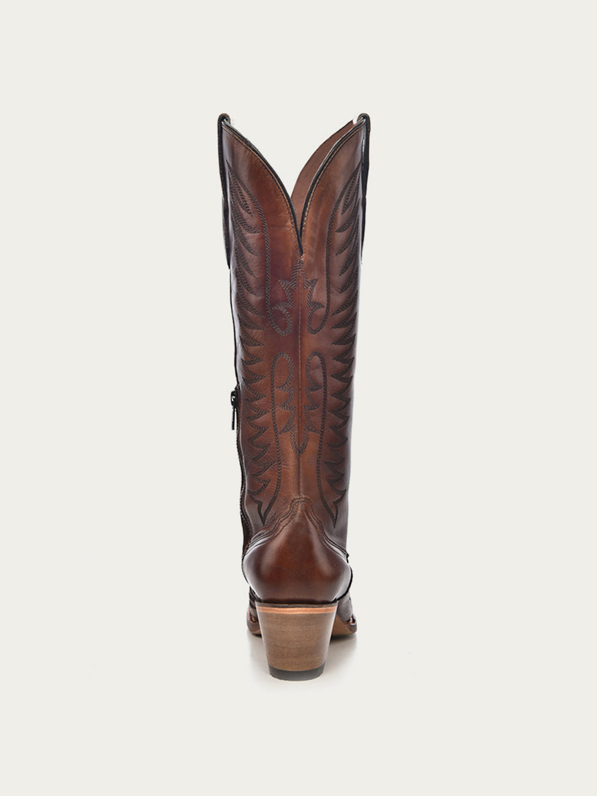 Vintage Red Almond-Toe Chic Embroidery Half-Zip Knee High Cowgirl Boots