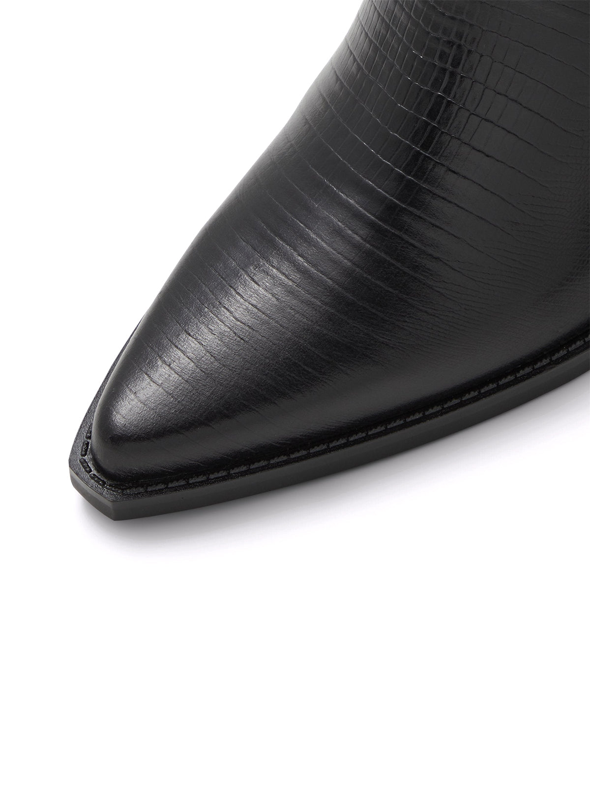 Black Snip-Toe Simple Sleek Full-Zip Knee High Cowgirl Boots