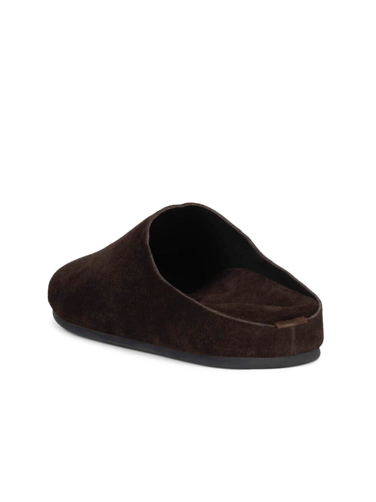 Coffee Faux Suede Square-Toe Slip-On Simple Backless Flats