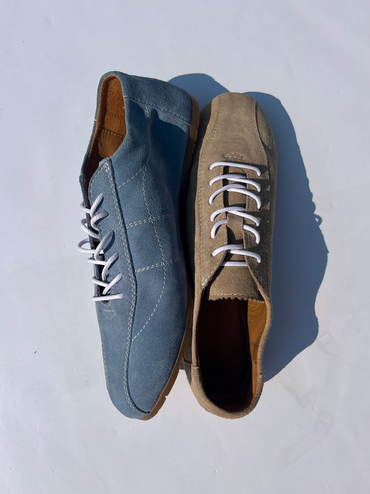 Sky Blue Faux Suede Round-Toe Lace-Up Chic Sneakers Flats