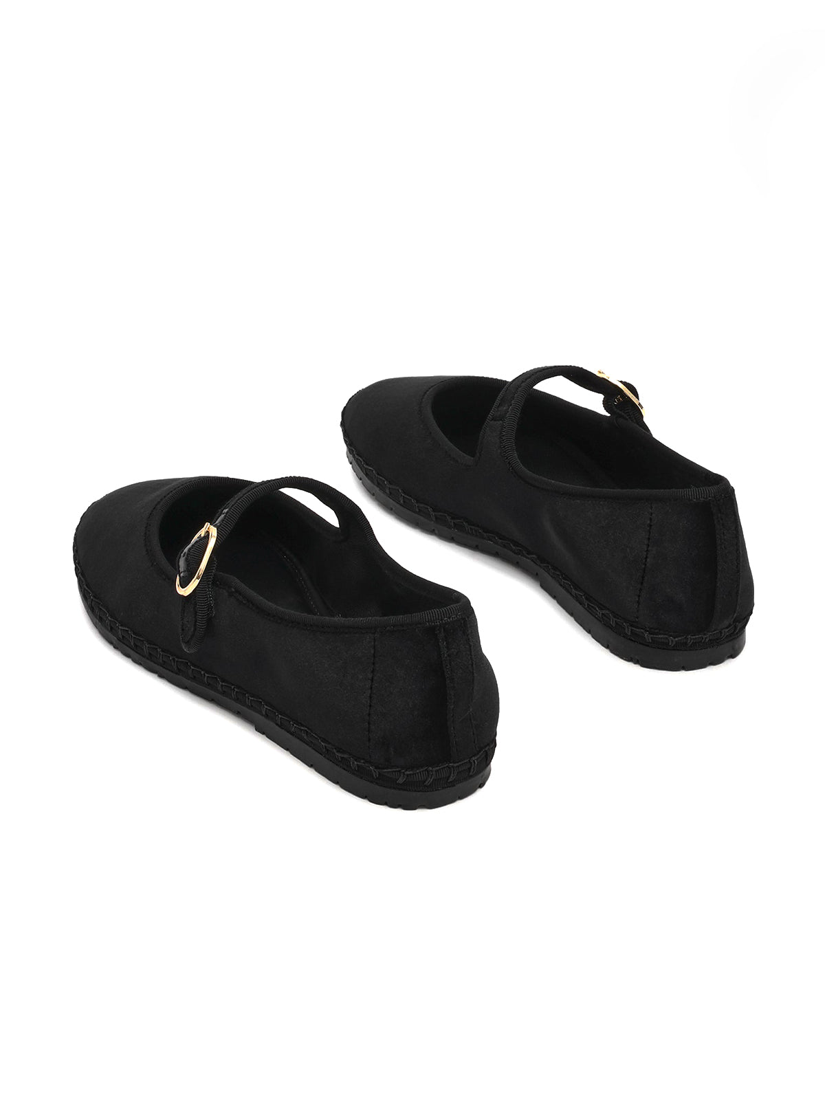 Brown Velvet Round-Toe Buckle Mary Jane Chic Flats