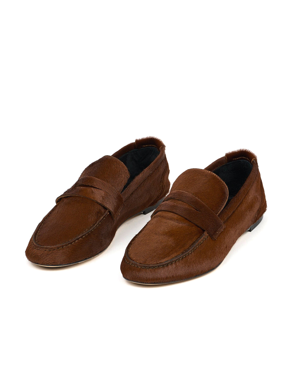 Redwood Pony Hair Vegan Leather Round-Toe Slip-On Chic Flats
