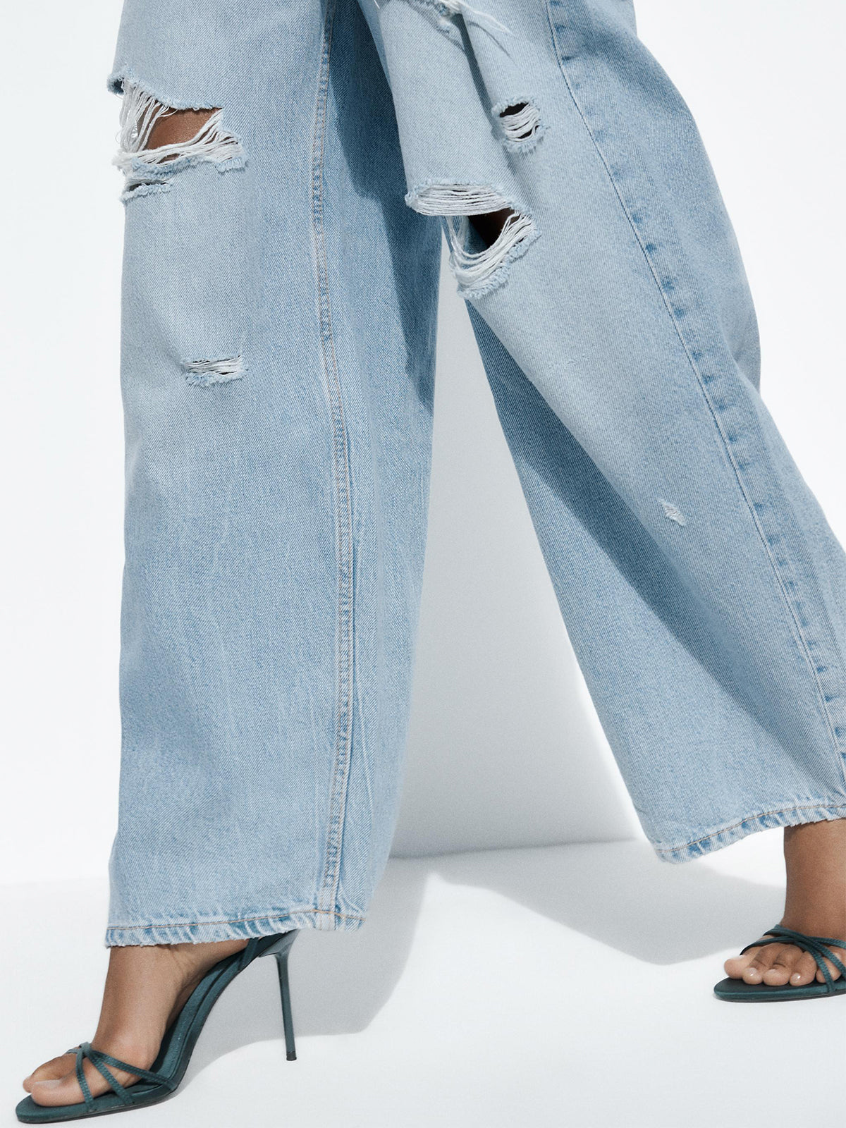 Deep Blue Satin Round-Toe Front Strappy Ankle Strap High Heels