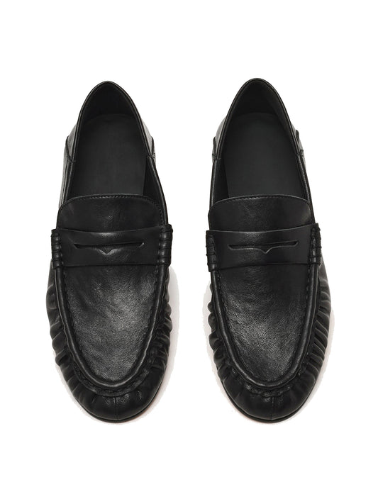 Black Round-Toe Stylish Slip-On Loafers Flats