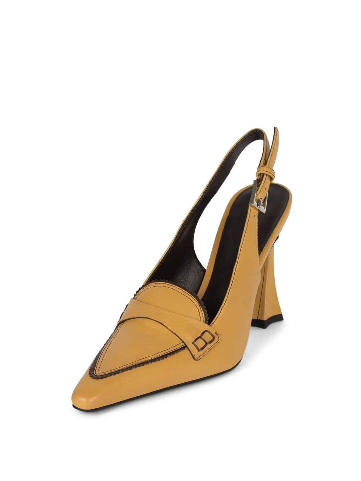 Yellow Vegan Leather Pointed-Toe Slingback High Heels Pumps