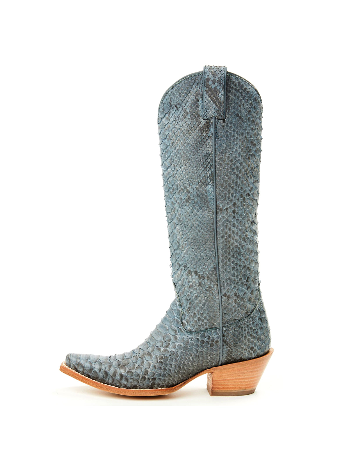Turquoise Snakeskin Print Snip-Toe Sleek Wide Calf Knee High Cowgirl Boots
