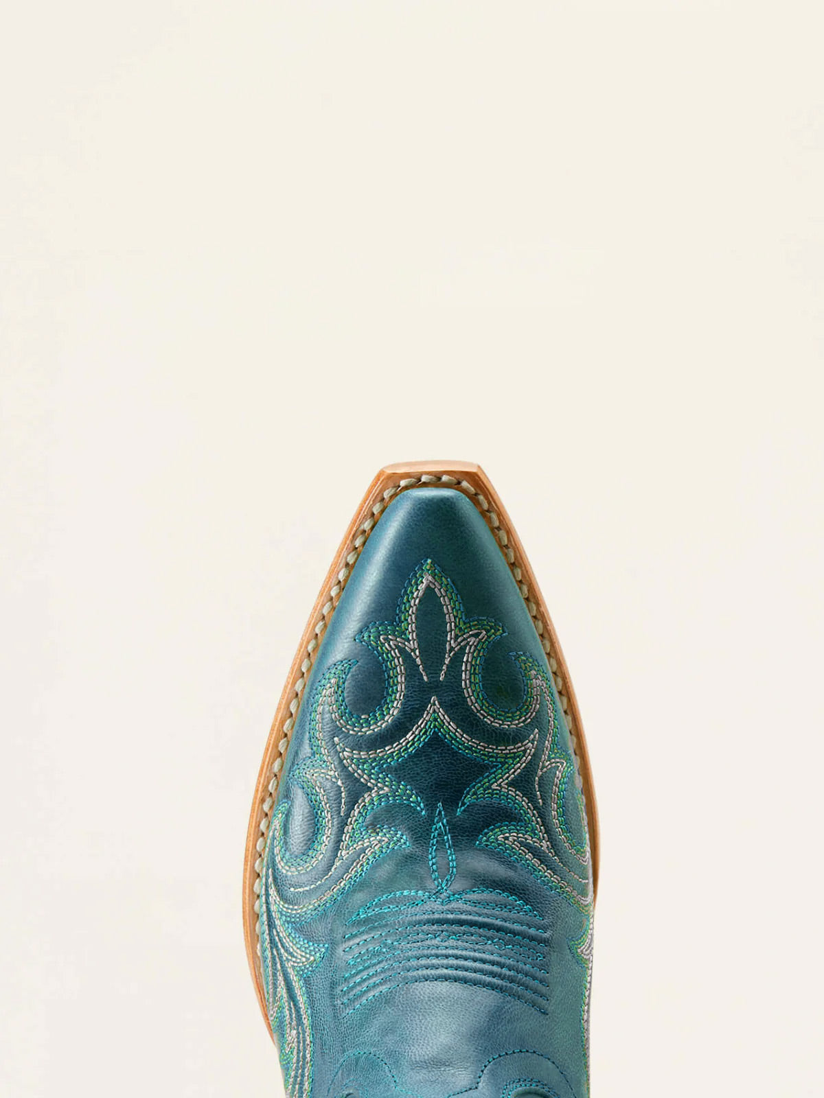 Turquoise Embroidery Snip-Toe Mid Calf Western Boots For Women