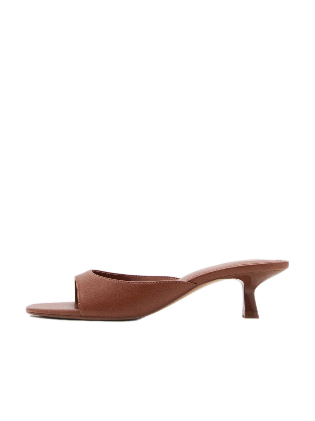 Brown Square-Toe Classic Kitten Heels