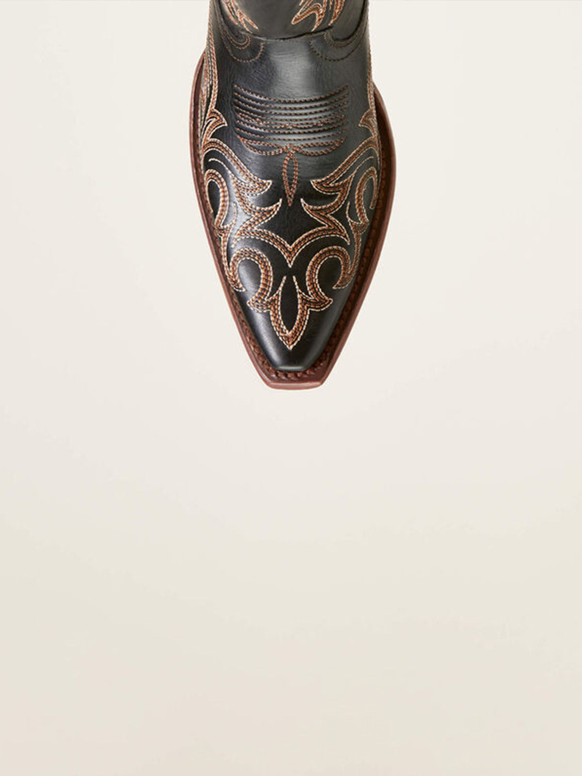 Black Snip-Toe Western Embroidery Mid Calf Cowgirl Boots For Women