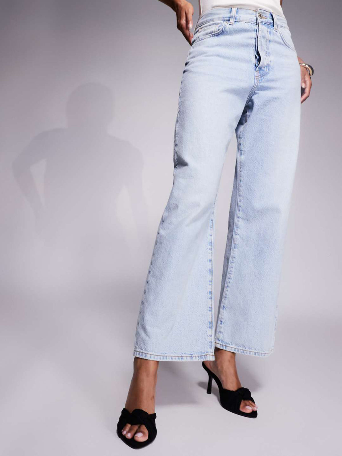 Black Faux Suede Pointed-Toe Knot Slip-On Backless High Heels