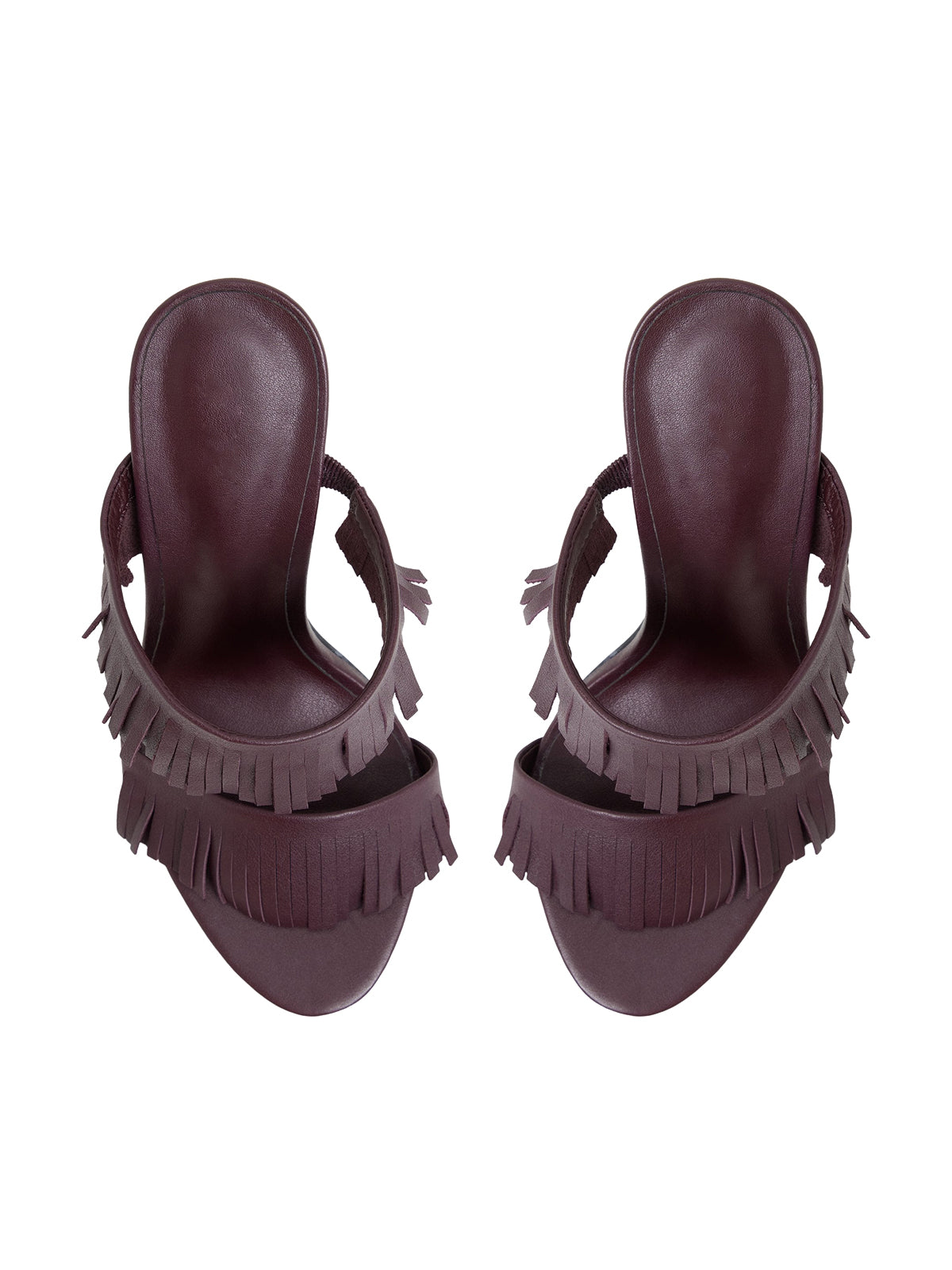 Purple Open Round-Toe Fringe High Heels