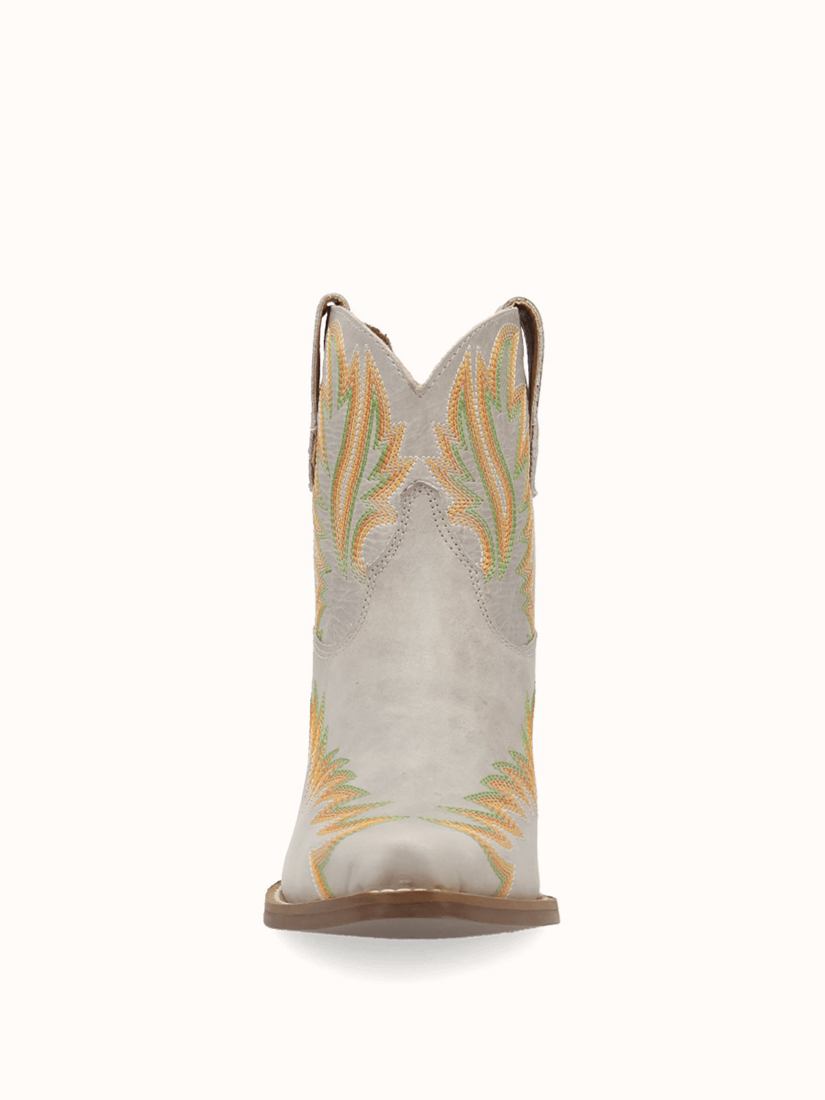 Bone Snip-Toe Chic Flame Embroidery Sleek Ankle Cowgirl Boots