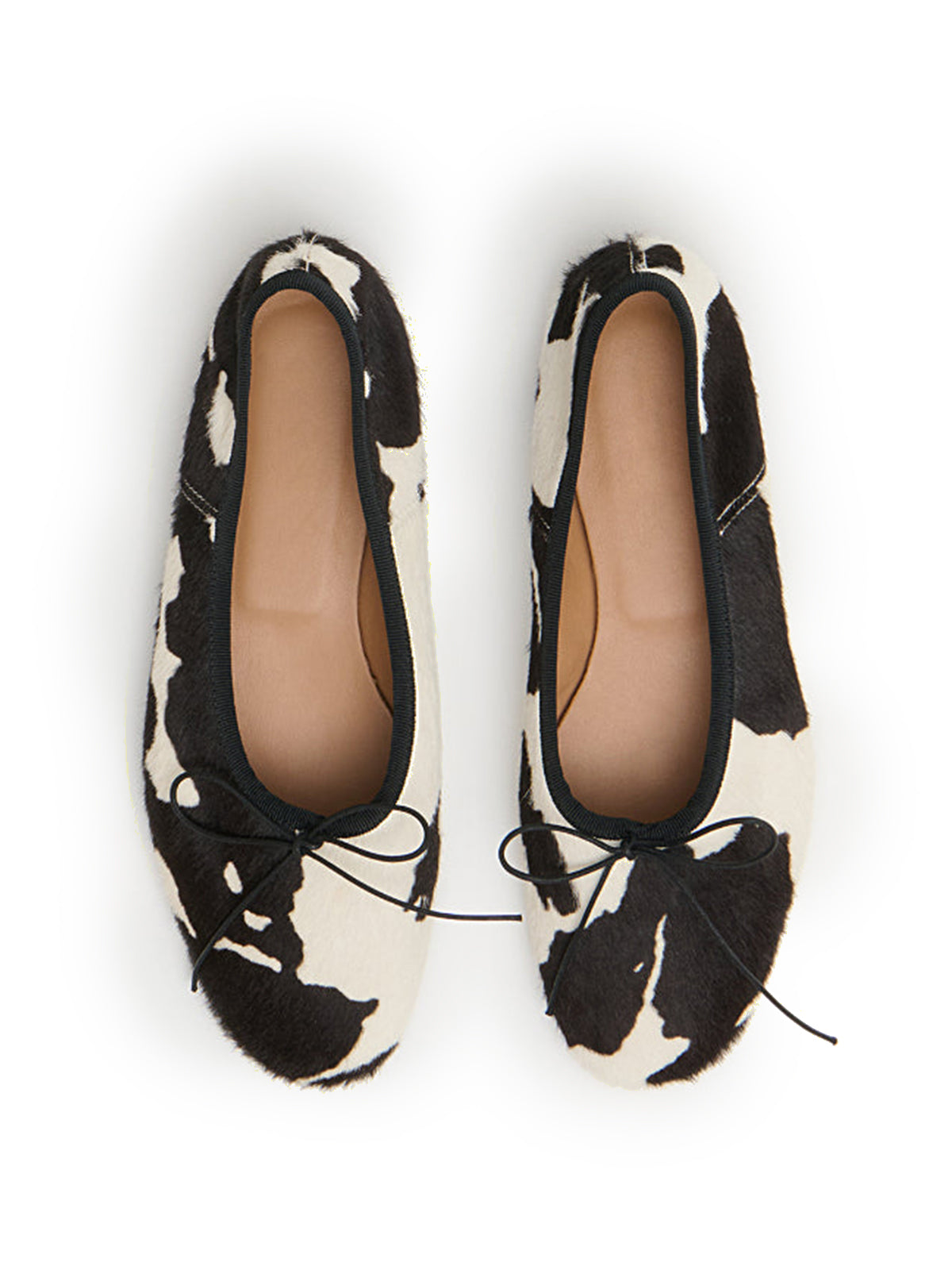 Cow Print Round-Toe Front Chic Bow Slip-On Ballet Flats