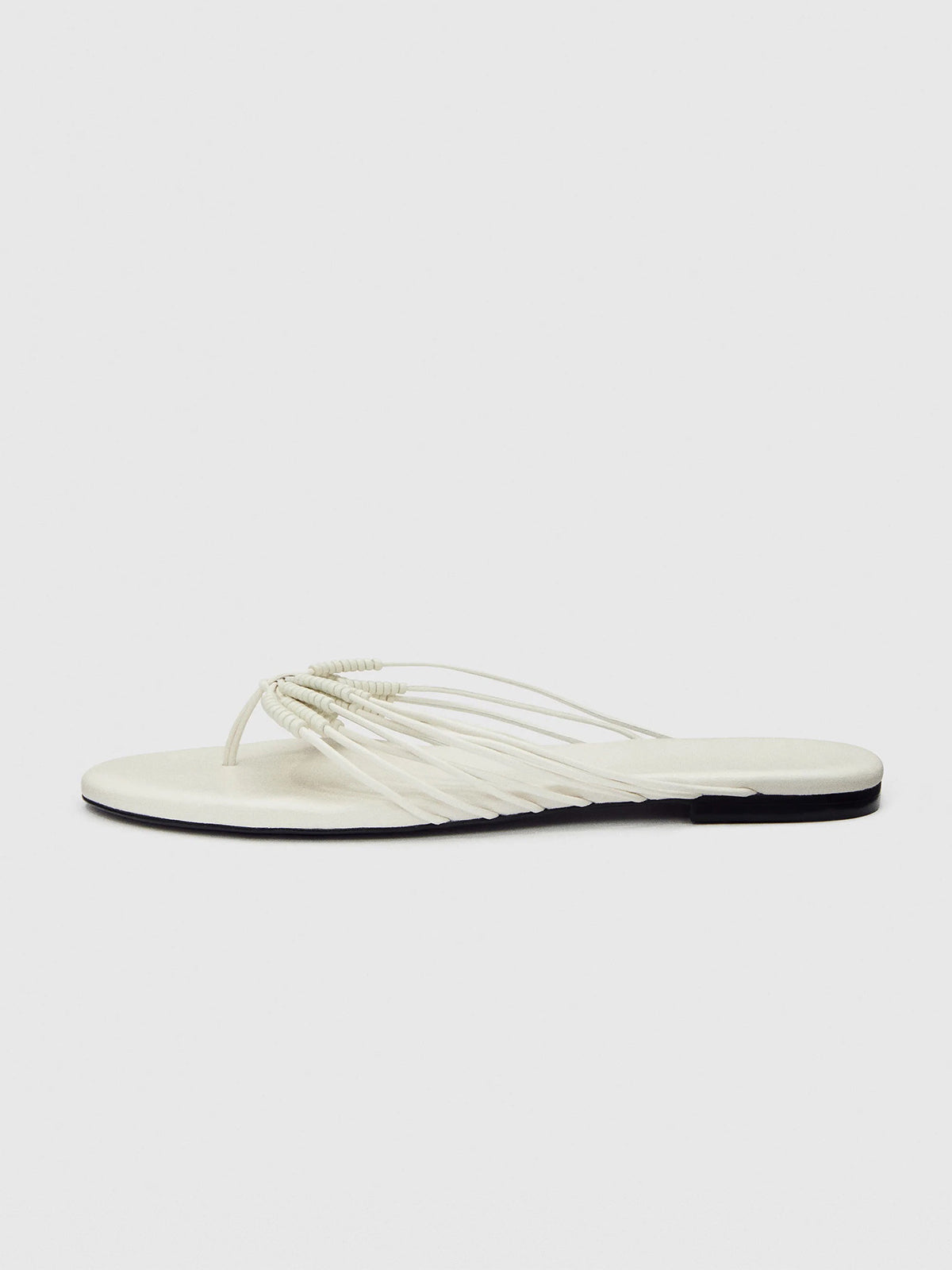 White Round-Toe Strappy Chic Sandals Flats