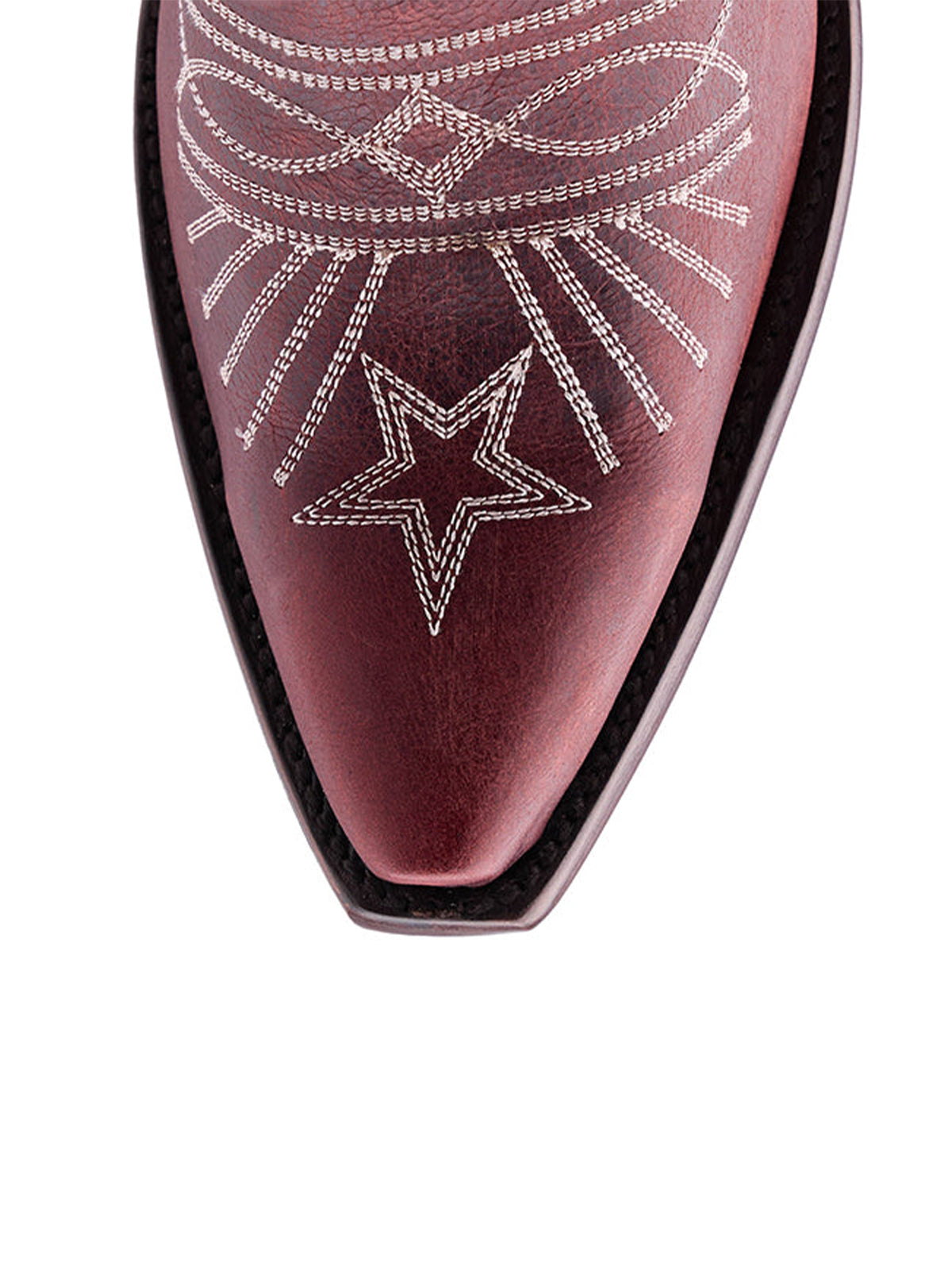 Red Snip-Toe Classic And Star Embroidery Half-Zip Mid Calf Cowgirl Boots