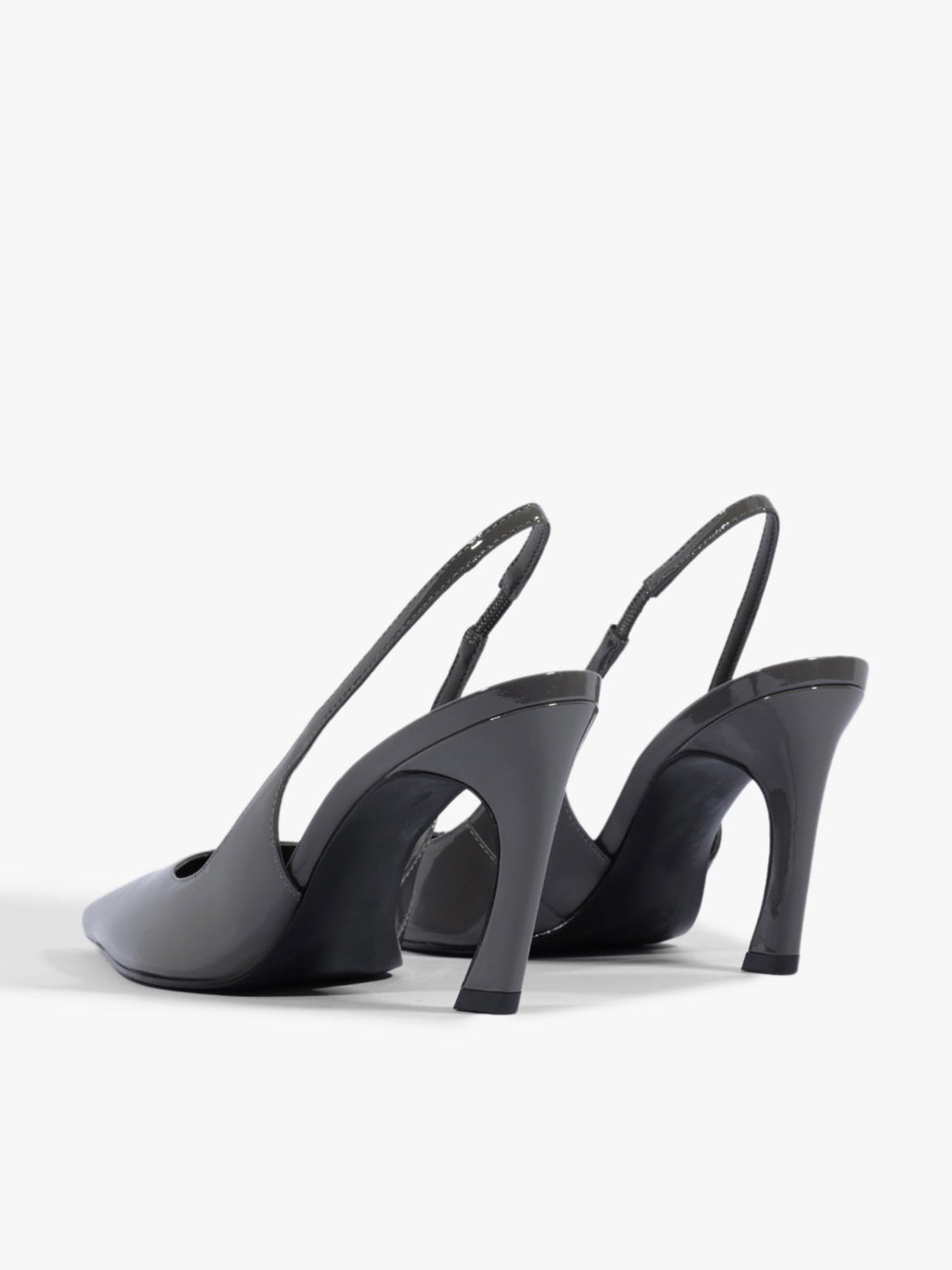Slingback Pointed-Toe Simple Kitten Heels - Patent Gray