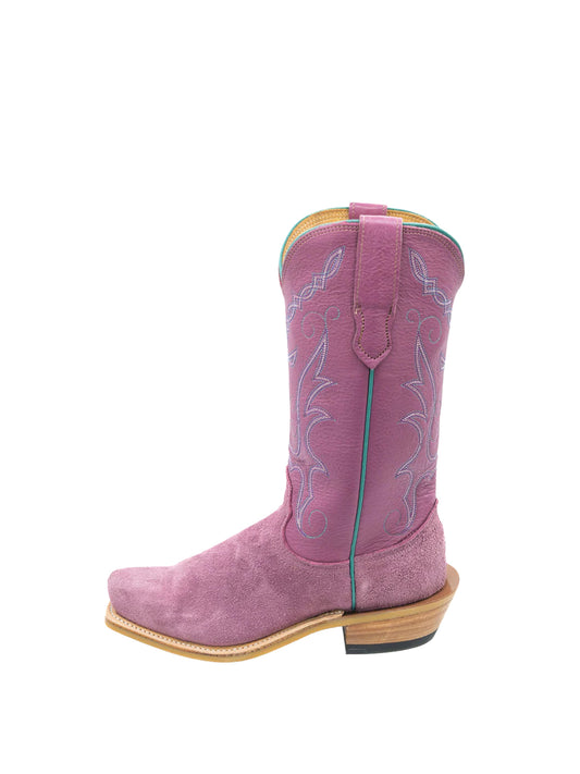 Lilac Square-Toe Classic Embroidery Mid Calf Cowgirl Boots