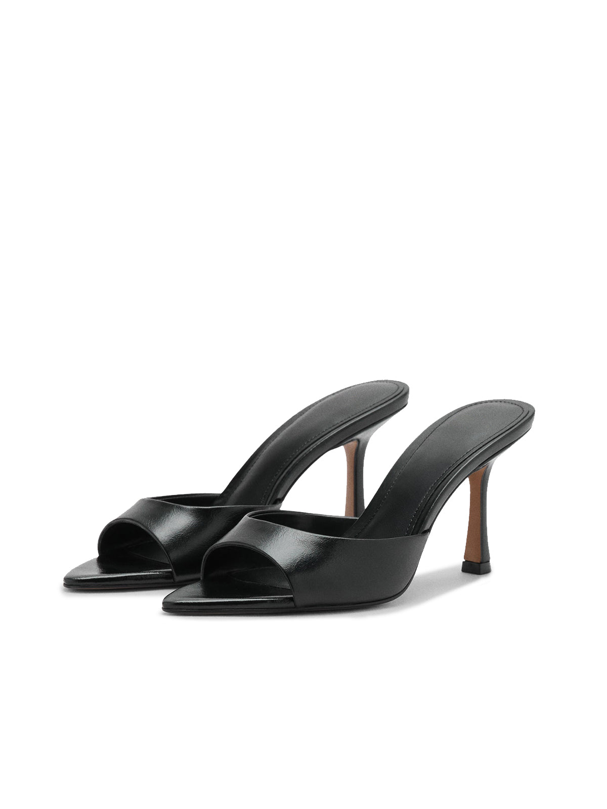 Black Pointed-Toe Simple High Heels Sandals