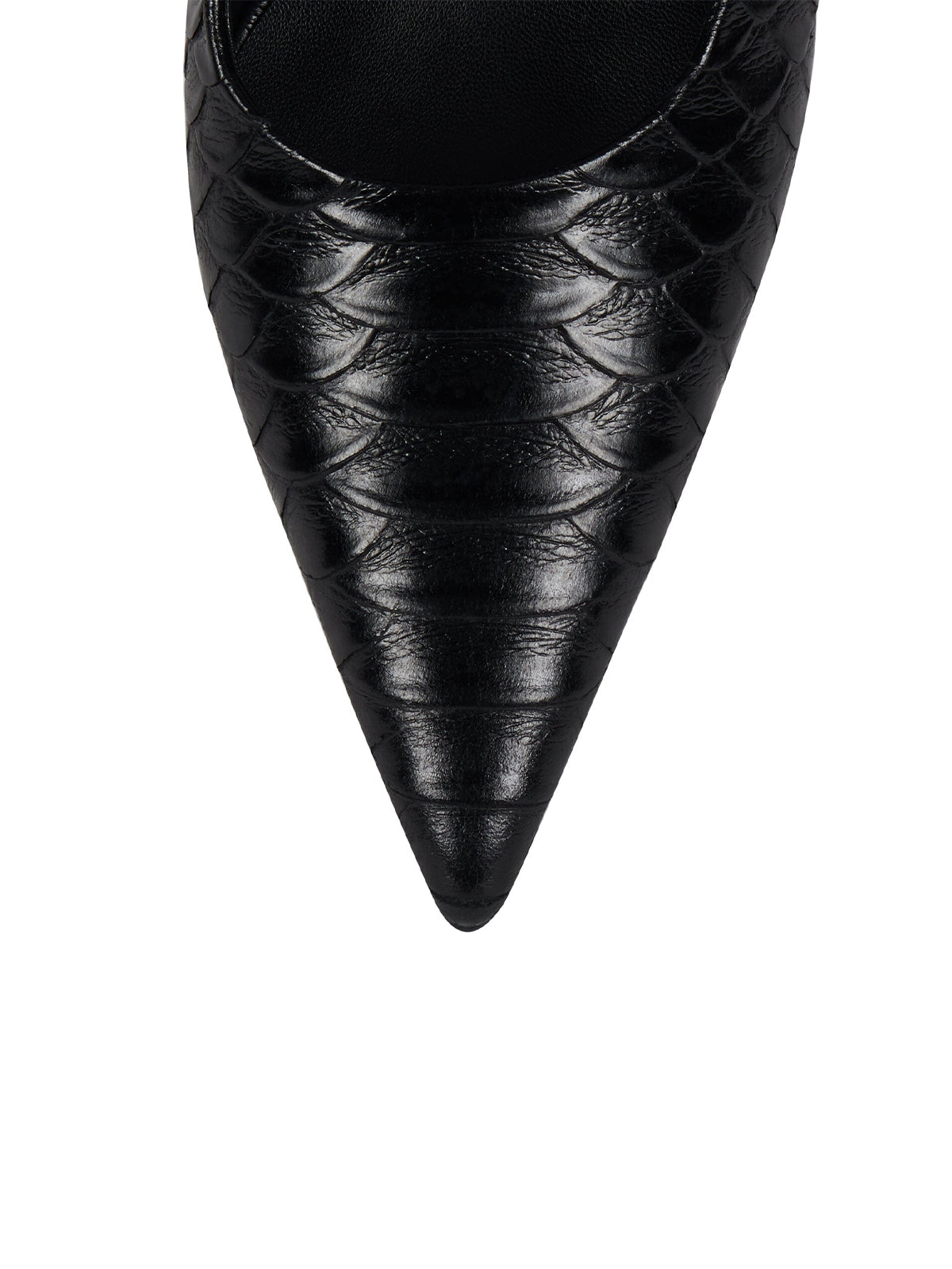 Black Snakeskin Print Pointed-Toe Slip-On Slingback Chic High Heels