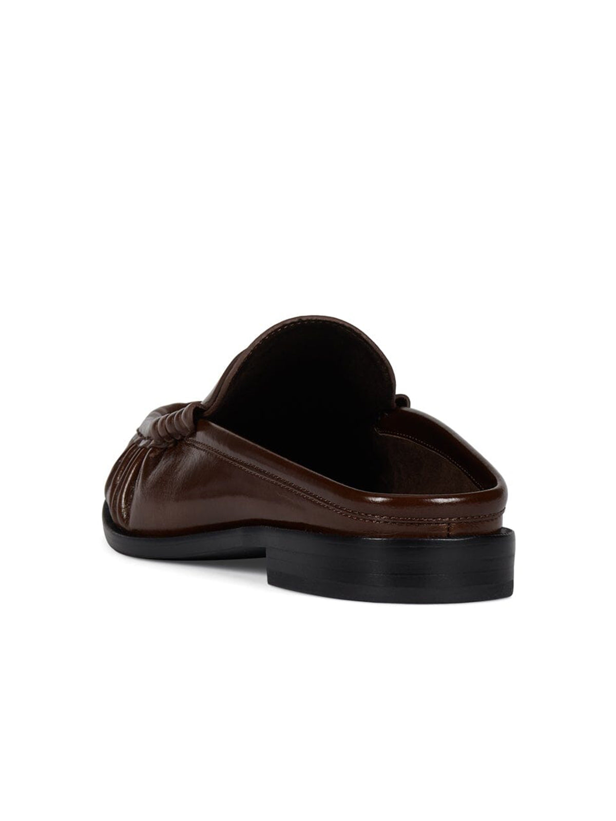 Round-Toe Backless Slip-On Loafer Mule Flats - Brown