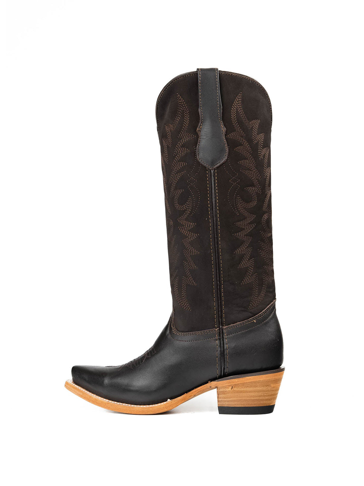 Dark Brown Western Snip-Toe Wide Calf Knee High Cowgirl Boots
