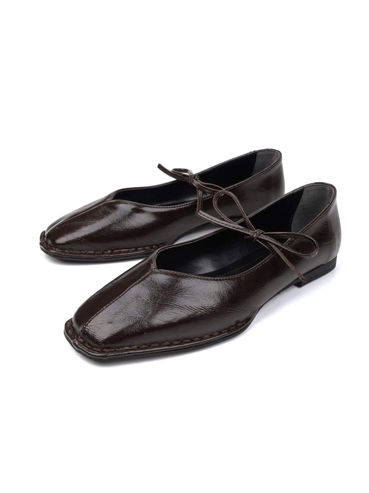 Burgundy Square-Toe Classic Bridge Strap Slip-On Stylish Flats