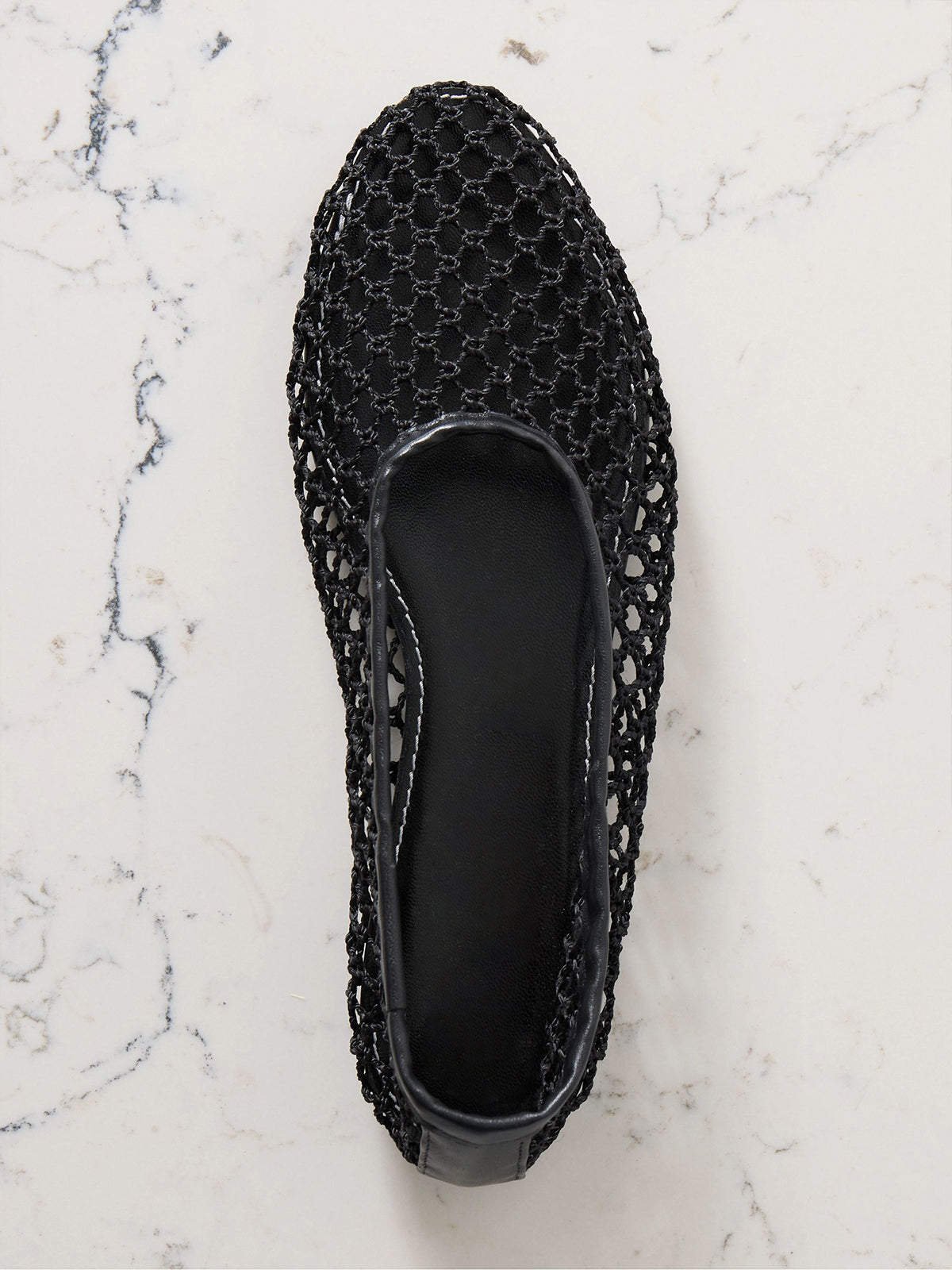 Black Mesh Round-Toe Slip-On Ballet Stylish Flats