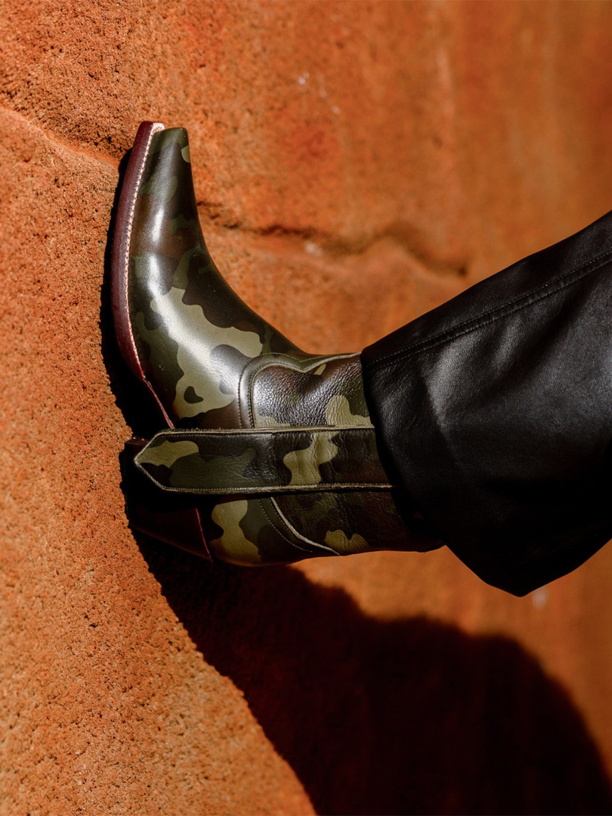 Camouflage Vegan Leather Snip-Toe Ankle Cowgirl Boots