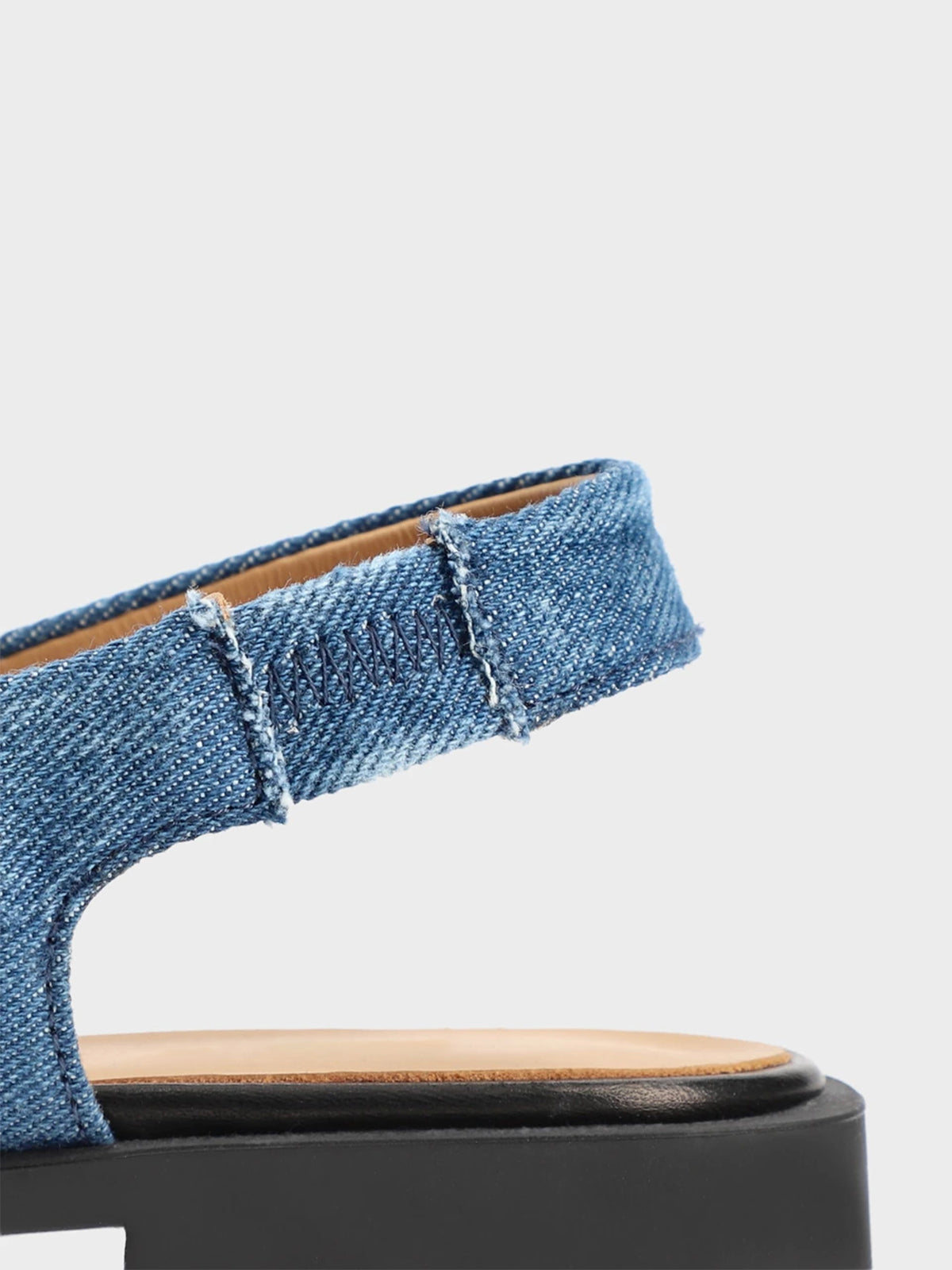 Blue Denim Pointed-Toe Classic Back Strap Simple Flats