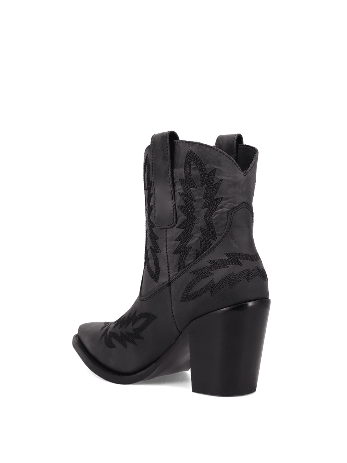 Black Snip-Toe Classic Embroidery Western Ankle Cowgirl Boots