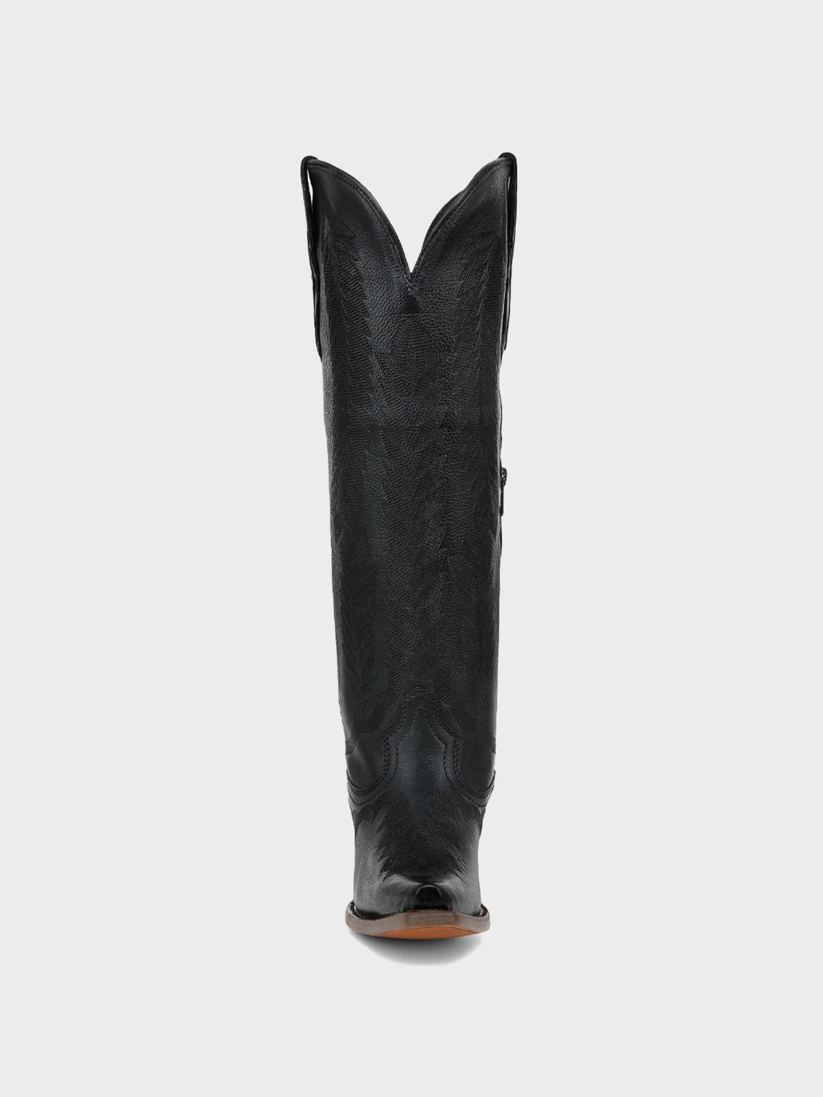 Black Sleek Snip-Toe Chic Embroidery Half-Zip Knee High Cowgirl Boots