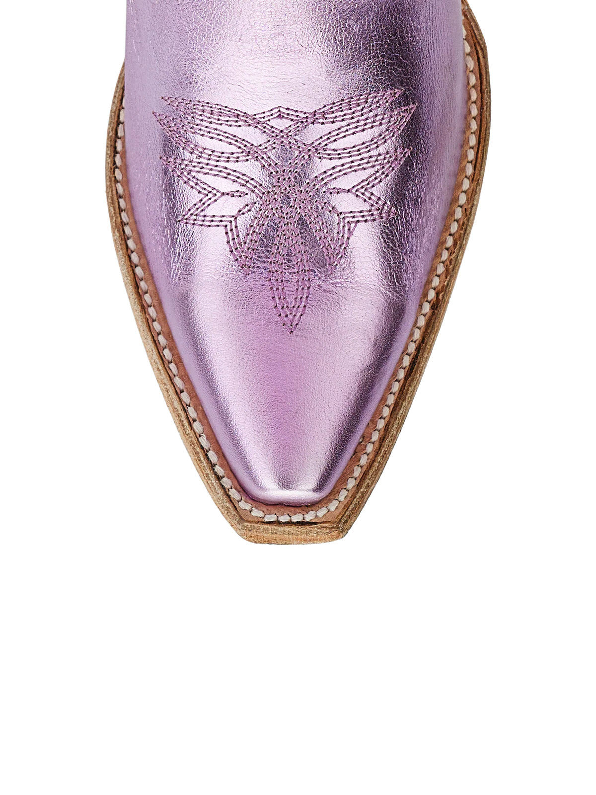 Western Snip-Toe Embroidery Classic Knee High Half-Zip Cowgirl Boots - Metallic Lavender