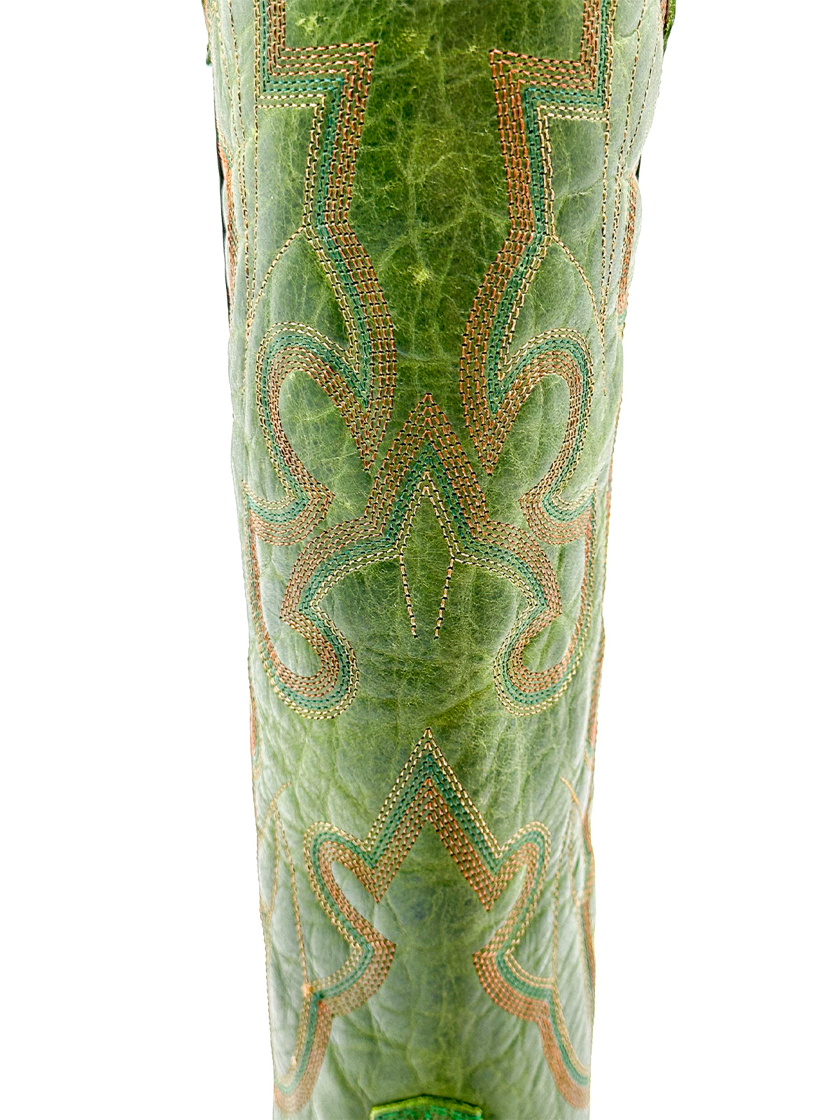 Distressed Green Snip-Toe Classic Embroidery Wide Calf Knee High Cowgirl Boots