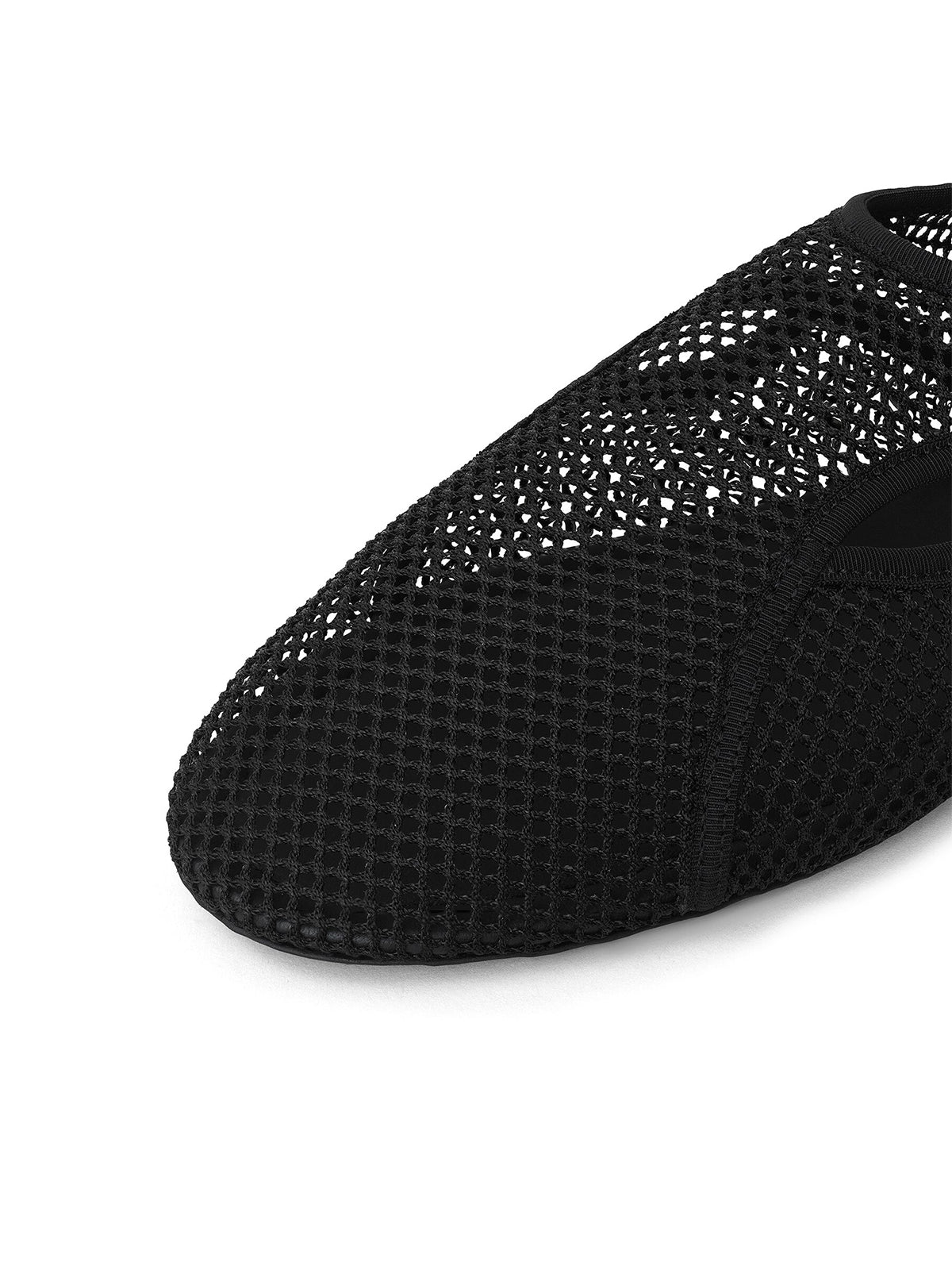 Black Mesh Round-Toe Classic Slip-On Ballet Flats
