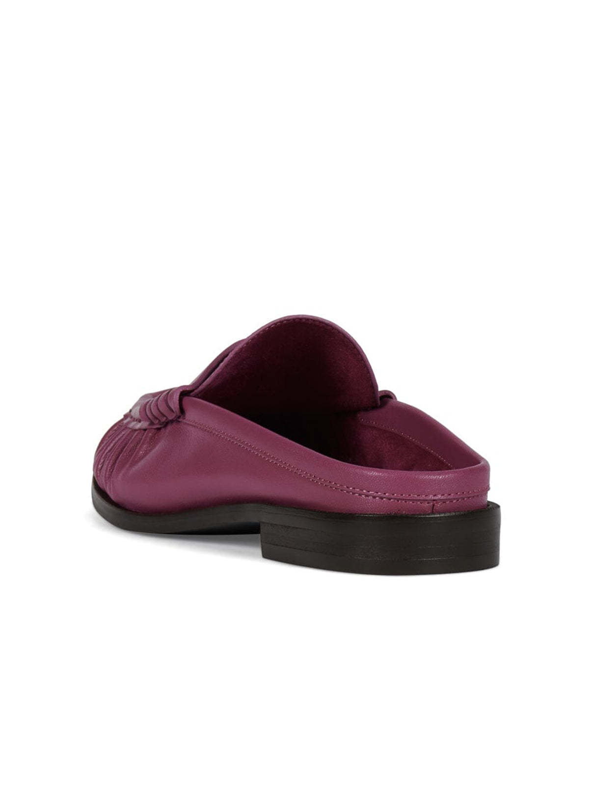 Round-Toe Backless Slip-On Loafer Mule Flats - Fuchsia