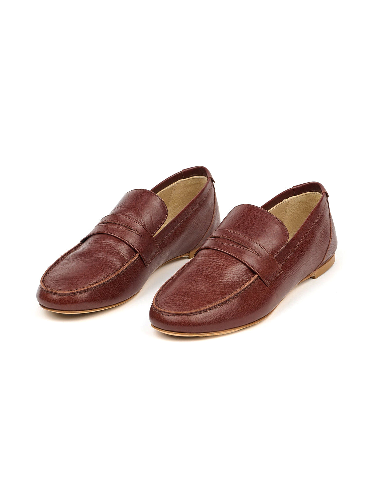 Round-Toe Slip-On Chic Loafers Flats - Burgundy