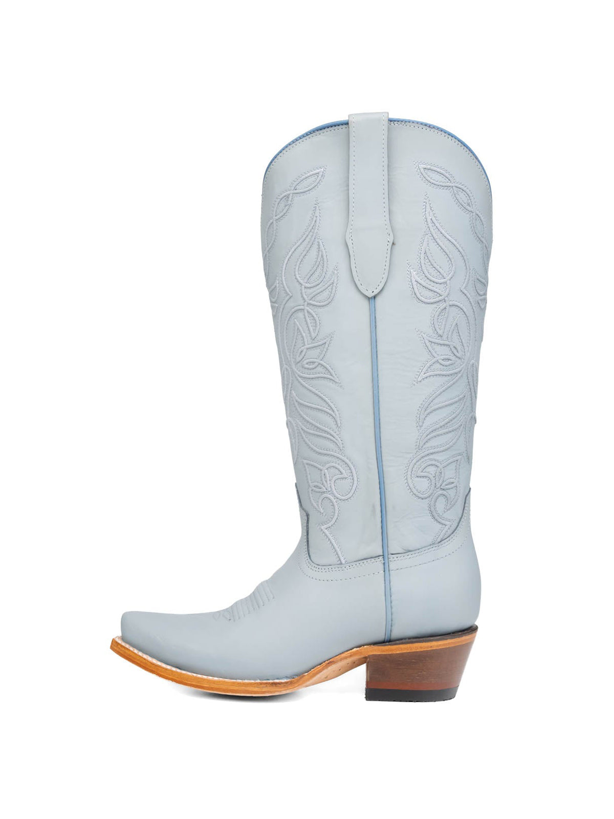 Snip-Toe Sleek Embroidery Half-Zip Knee High Cowgirl Boots For Woman - Blue