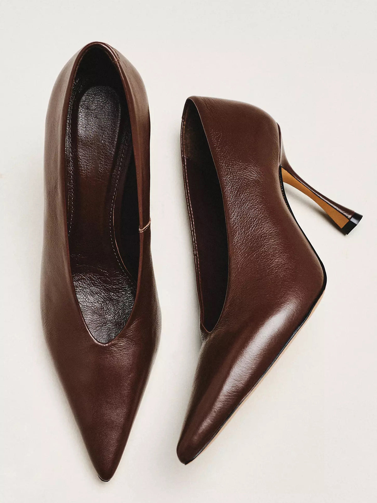 Brown Pointed-Toe Classic Pumps Slip-On High Heels