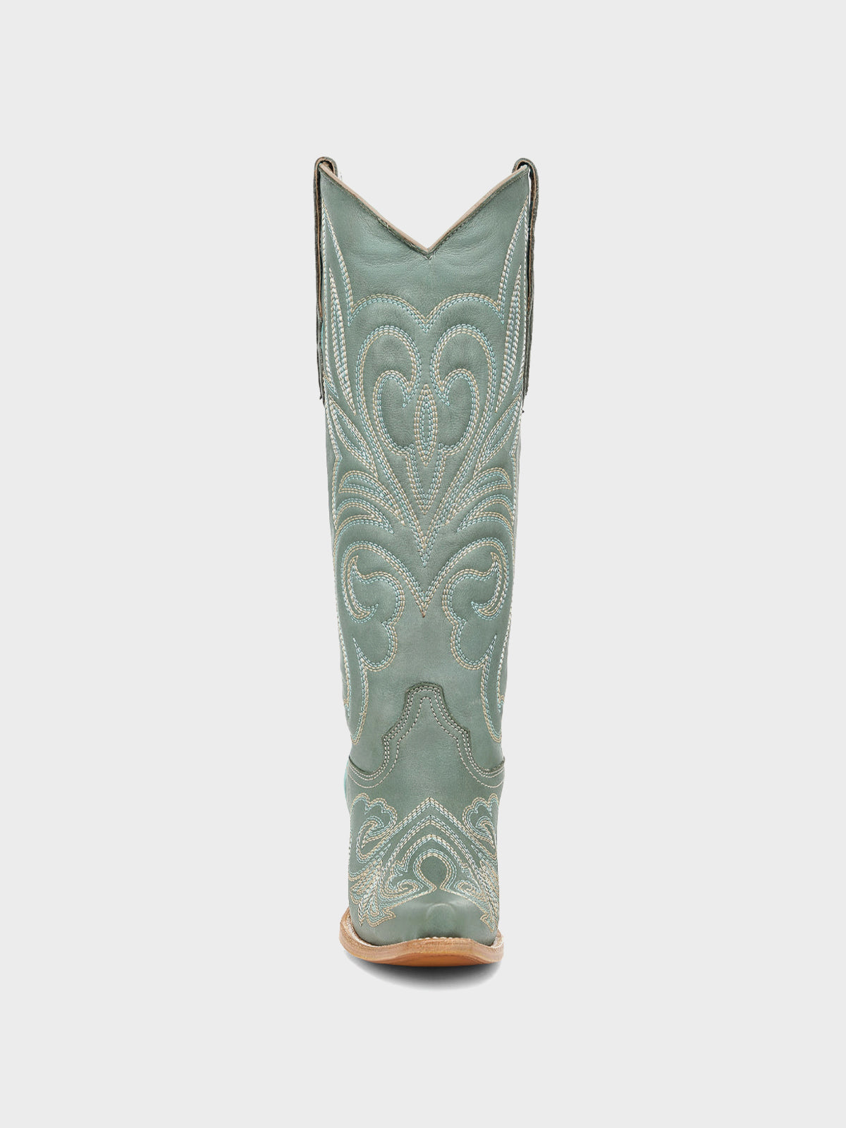 Aqua Snip-Toe Chic Western Embroidery Knee High Cowgirl Boots