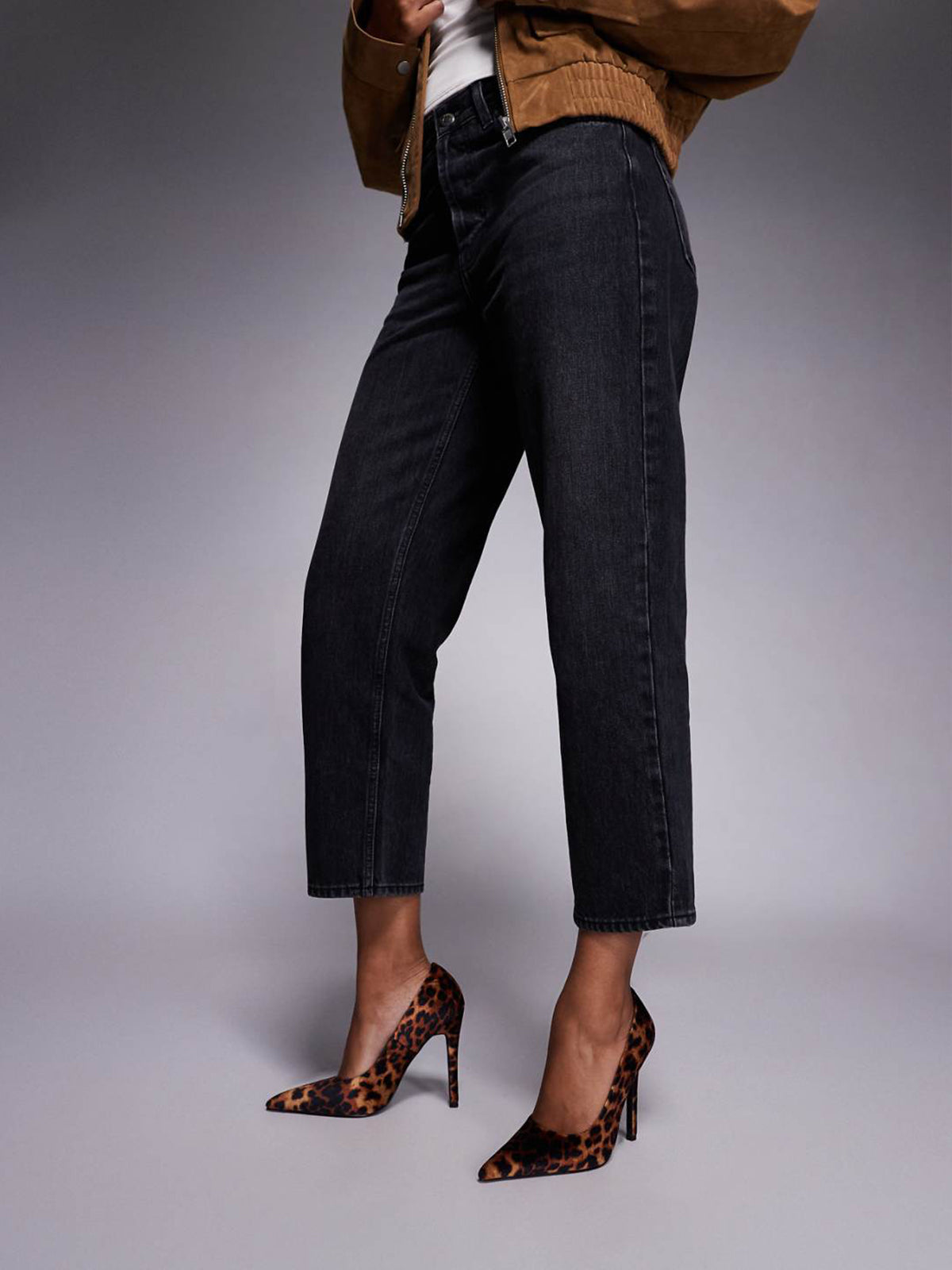 Leopard Faux Suede Pointed-Toe Classic Backless High Heels