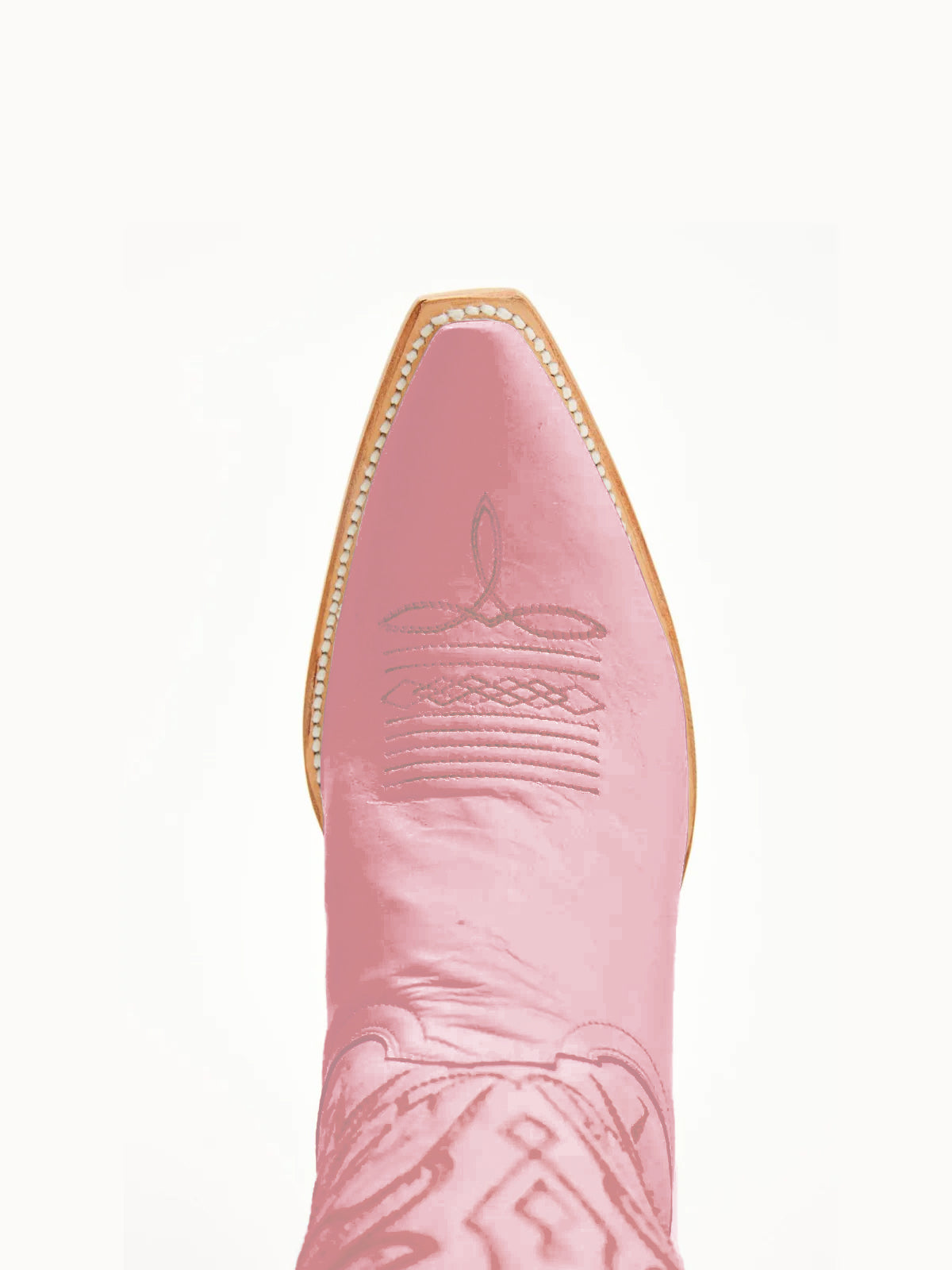 Розови каубойски ботуши с бродерия от птици и къси пръсти до средата на прасеца